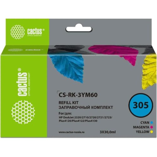 CACTUS Заправочный набор CS-RK-3YM60 №305, для HP, 30мл, многоцветный