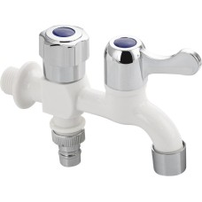Кран водоразборный BRIMIX 5893 Кран водоразборный 1/2 из пластика АБС с двойным выходом, ручка флажок