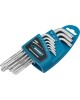 GROSS Набор ключей имбусовых Torx -TT, 9 шт: T10-T50, удлиненные, S2, сатинированные 16407
