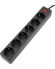 Сетевой фильтр 5BITES SP6B-518 GARDA - 6 роз - 1,8 м - черный