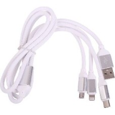 USB кабель SMARTBUY (iK-312 white) 3 в 1 MICROUSB+TYPE-C+8 PIN 1 м