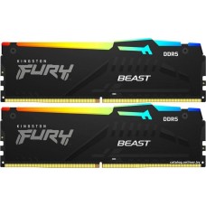 KINGSTON Память DDR5 2x8GB 5600MHz KF556C40BBAK2-16 Fury Beast RGB RTL Gaming PC5-44800 CL40 DIMM 288-pin 1.25В single rank с радиатором Ret