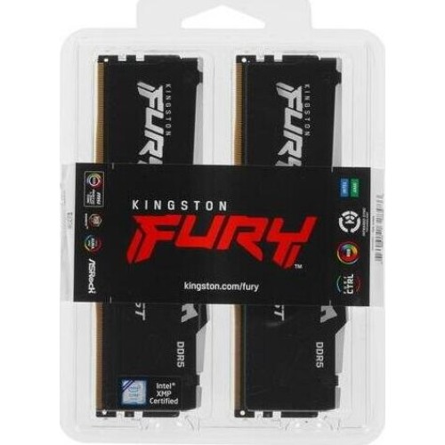 KINGSTON Память DDR5 2x8GB 5600MHz KF556C40BBAK2-16 Fury Beast RGB RTL Gaming PC5-44800 CL40 DIMM 288-pin 1.25В single rank с радиатором Ret KINGSTON Память DDR5 2x8GB 5600MHz KF556C40BBAK2-16 Fury Beast RGB RTL Gaming PC5-44800 CL40 DIMM 288-pin 1.25В single rank с радиатором Ret