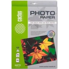 CACTUS Фотобумага CS-MA423050, A4, для струйной печати, 50л, 230г/м2, белый, покрытие матовое