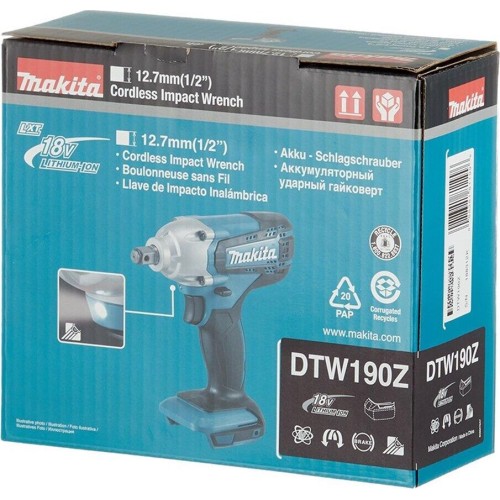 MAKITA Гайковерт DTW190Z аккум. патрон:квад.1/2 MAKITA Гайковерт DTW190Z аккум. патрон:квад.1/2