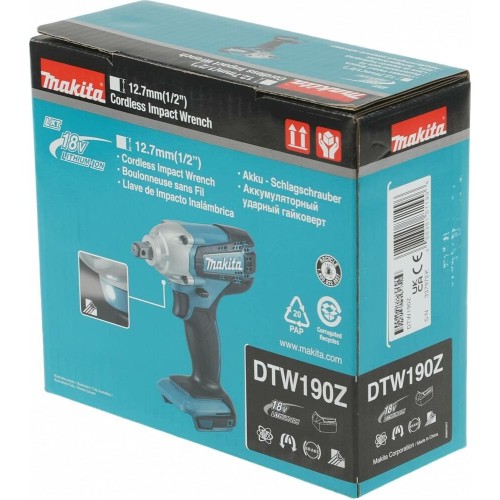 MAKITA Гайковерт DTW190Z аккум. патрон:квад.1/2 MAKITA Гайковерт DTW190Z аккум. патрон:квад.1/2