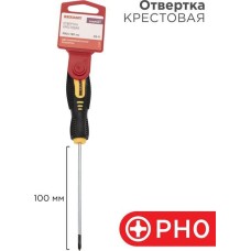 Отвертка REXANT (12-6402) Отвертка крестовая PH0х100мм, двухкомпонентная рукоятка
