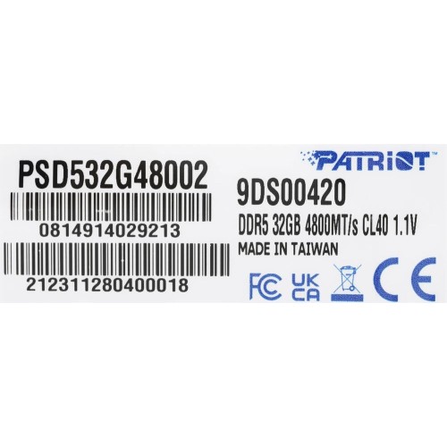 PATRIOT Модуль памяти DIMM DDR5-4800 32GB PSD532G48002 PATRIOT Модуль памяти DIMM DDR5-4800 32GB PSD532G48002