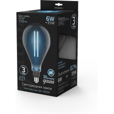 GAUSS Лампа светодиодная Filament Vintage 6Вт цок.:E27 шар 220B 4000K св.свеч.бел.нейт. (упак.:1шт) (179802205)