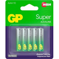 Батарейки GP Батарея Super Alkaline 24A/IVI-2CR10 AAA (10шт) блистер