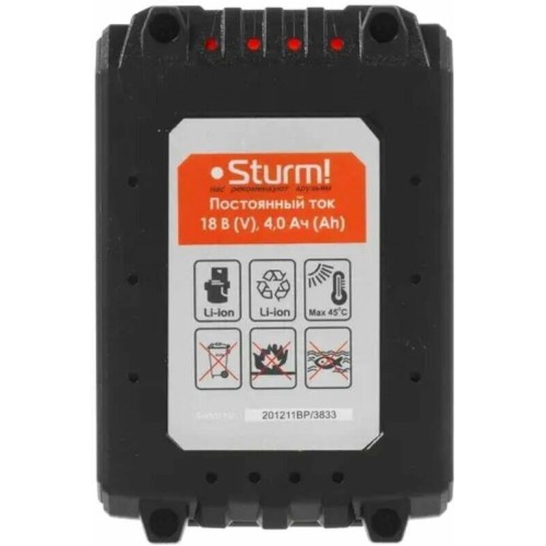 STURM! Батарея аккумуляторная STURM SBP1804, 18В, 4Ач, Li-Ion STURM! Батарея аккумуляторная STURM SBP1804, 18В, 4Ач, Li-Ion