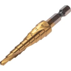 Сверло KRANZ (KR-12-6615) Сверло ступенчатое, 4-5-6-7-8-9-10-11-12мм, Р6М5, ТИТАН, шестигр. хвостовик