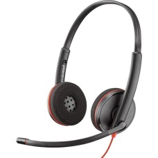 PLANTRONICS Гарнитура Blackwire C3220, для контактных центров, накладные, проводные, черный / красный [209745-201]