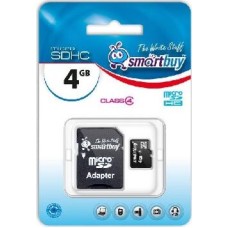 Карта памяти SMARTBUY (SB4GBSDCL4-01) MicroSDHC 4GB Class4 + адаптер
