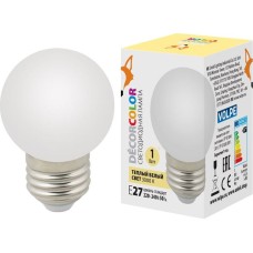ЭЛЕКТРИКА VOLPE LED-G45-1W/3000K/E27/FR/С