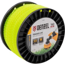 DENZEL Леска для триммера витой квадрат, 3,0мм х 163м, на DIN катушке FLEX CORD 96802