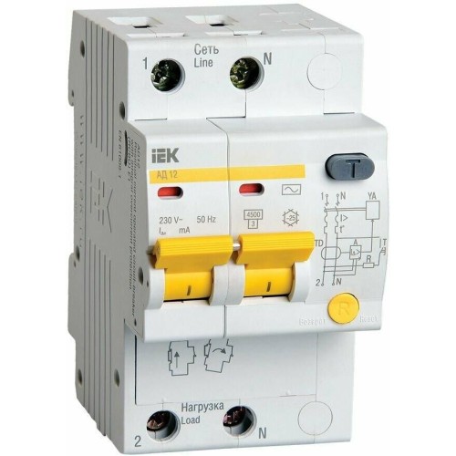 IEK Выключатель автом. дифф. тока АД12 (MAD10-2-032-C-030) 32A тип C 4.5kA 30мА AC 2П 230В 3мод белы