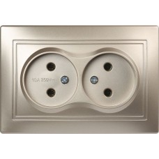 Розетка SMARTBUY (SBE-01c-10-S2-N-c) Венера, 2-местная, шампань