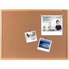 DELI Доска пробковая 8765 пробка желтый 90x120см деревянная рама