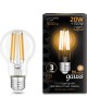 GAUSS Лампа светодиодная Filament 102902120 20Вт цок.:E27 груша 220B 2700K св.свеч.бел.теп. (упак.:1шт)