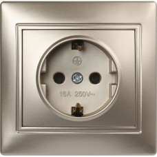 Розетка SMARTBUY (SBE-01c-16-S1-Z-c) Венера, 1-местная, шампань