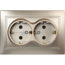 Розетка SMARTBUY (SBE-01c-16-S2-Z-c) Венера, 2-местная, шампань