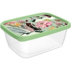 Контейнер HOMVER Botanica для продуктов прямоугольный 0,85л с декором (зеленый) 222132118/08