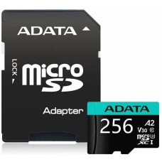 A-DATA Карта памяти microSDXC UHS-I U3 Premier Pro 256 ГБ, 100 МБ/с, Class 10, AUSDX256GUI3V30SA2-RA1, 1 шт., переходник SD