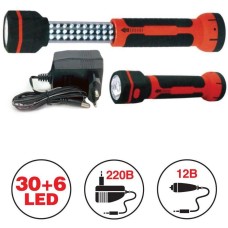 AVS Переносной светильник CD826 30LED+6LED 220/12В (акб)