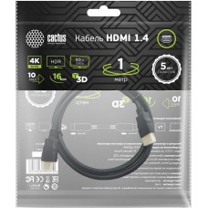 кабель CACTUS Кабель аудио-видео CS-HDMI.1.4-1 HDMI (m)/HDMI (m) 1м. позолоч.конт. черный