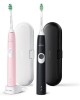 PHILIPS Набор электрических зубных щеток Sonicare ProtectiveClean HX6800/35 с 2 дорожными футлярами, насадки для щётки: 2шт, цвет:черный и розовый