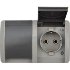 KRANZ (KR-78-0613) БЛОК ГОРИЗОНТАЛЬНЫЙ 2 РОЗЕТКИ INDUSTRIAL IP54 С ЗАЗЕМЛЕНИЕМ, О/У, СЕРЫЙ