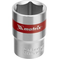 MATRIX Головка торцевая, 19 мм, шестигранная, CrV, под квадрат 1/2, хромированная 13119