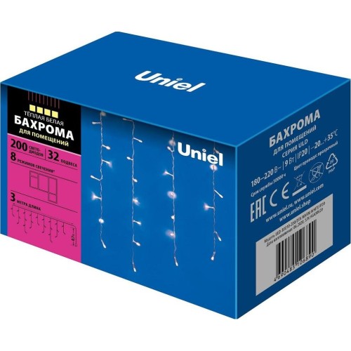 Бахрома без коннекторов UNIEL (UL-00003678) ULD-B3010-200/DTA WARM WHITE IP20 Бахрома без коннекторов UNIEL (UL-00003678) ULD-B3010-200/DTA WARM WHITE IP20