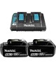MAKITA Батарея аккумуляторная BL1850Bx2 LXT, 18В, 5Ач, Li-Ion, ЗУ в комплекте [191l75-3]