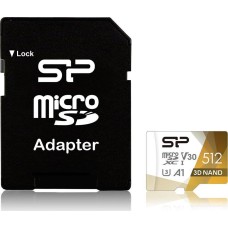 SILICON POWER Карта памяти microSDXC UHS-I U3 Superior 512 ГБ, 100 МБ/с, Class 10, SP512GBSTXDA2V20SP, 1 шт., переходник SD
