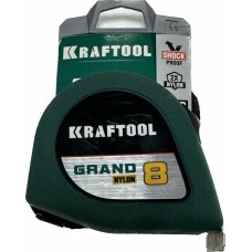 KRAFTOOL Рулетка строительная Grand дл.полотна 8м изм.шкала в см зацеп простой зеленый (34022-08-25)
