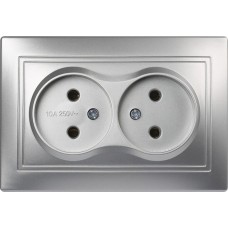 Розетка SMARTBUY (SBE-01s-10-S2-N-c) Венера, 1-местная, серебро