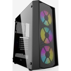 POWERCASE Корпус Rhombus X3 Mesh LED, Tempered Glass, 3x 120mm 5-color fan, чёрный, ATX (CMRMX-L3)