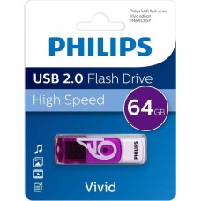 Флешка PHILIPS 64Gb VIVID2.0 Белый/Фиолетовый (FM64FD05P/97)