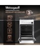 WEISSGAUFF Газовая плита WCS K2K59 WGE, электрическая духовка, стеклянная крышка, чугун, белый и черный [430125]