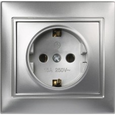 Розетка SMARTBUY (SBE-01s-16-S1-Z-c) Венера, 1-местная, серебро