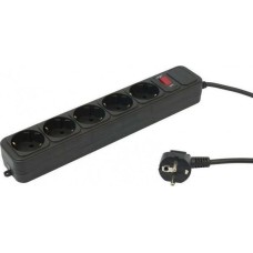 PC PET Сетевой фильтр AP01006-E-B 1.8м (5 розеток) черный (пакет ПЭ)