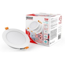 GAUSS Светильник Elementary Downlight 5Вт 4000K белый круглый (9100420205)