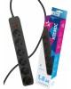СЕТЕВЫЕ ФИЛЬТРЫ КОСМОС FKSM1.8M-6G(B)16A - 6 роз х 1,8 м, черный