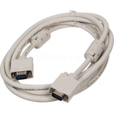 Кабель BURO CAB016S-10, VGA (m) - VGA (m), ферритовый фильтр , 3м, серый