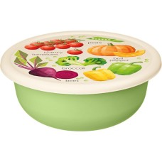 Миска HOMVER Modena Greenery 1,2л с крышкой с декором (салатовый) 221140820/04