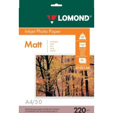 LOMOND Фотобумага A4, для струйной печати, 50л, 220г/м2, белый, покрытие матовое /матовое [0102144]