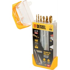 DENZEL Набор сверл по металлу, 2-3-4-5-6-8 мм, HSS-Tin, Golden Tip, 6 шт 72300