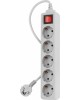 PC PET Сетевой фильтр AP01006-E-G 1.8м (5 розеток) серый (пакет ПЭ)